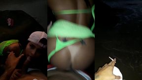 morena safada transando na praia sem camisinha leva gozada na bunda