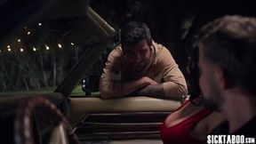 Hot Latina MILF deepthroats huge cock in outdoor hardcore threesome