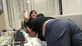 Young nymph seduces old man and dominates him with her skills
