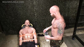 Unshaved Sub Enjoys Electric Shock For His Balls & Prick