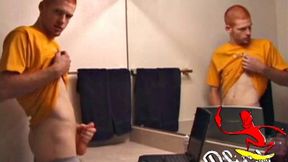 Young Tristian's Hot Solo Scene: Bathroom Jerk Off and Mirror Cum Shot