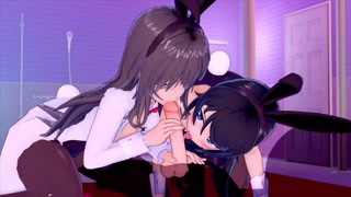 Bunny Girl Senpai Mai Sakurajima and Futaba Rio (3D HENTAI)