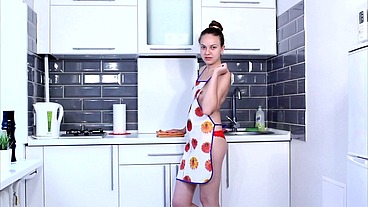 Solo Hairy Pussy Play in the Kitchen For Horny Teen - 4K Ultra HD