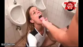 Rough MILF fucked in toilet, deepthroat and slapping