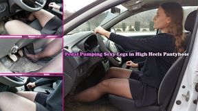 Pedal Pumping Sexy Legs in High Heels Pantyhose - Driver Girl - Manual Transmission - Pedaling - Clutch Pedal Girl - Foot Fetish - Pedal Pump - Gear Shift Girl - Engine Roar - Cranking - Shoes - Soles - Calves