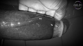Hot guy jerks massive black cock&#x1F32D; while moaning loudly