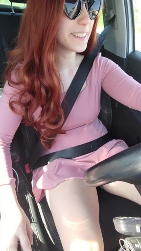 She's driving with a huge speculum in her pussy! This crazy Italian girl named Arty Von has multiple orgasms while driving
