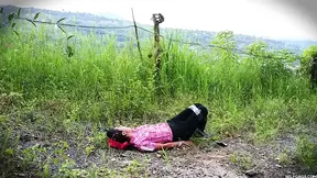 Busty amateur gets bound in the great outdoors