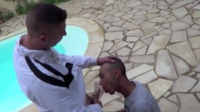 Young Arab used by a scally boy outdoor