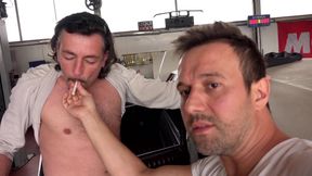 Tattooed German MILF presents car fuck with facial ending on the casting