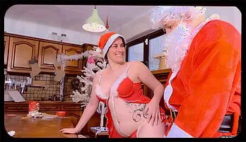 Emmita's Xmas Kitchen Delight: Big Tits Bounce in Hard Anal Action