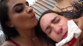 Dominate Lesbian Punishes Submissive Partner with Spit