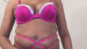Outfit Check In A Pink Bra And Panty
