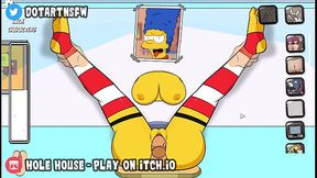Slutty Marge Simpson gets it all in her cartoon holes
