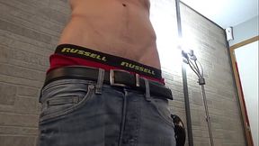 Behind the scenes Russell - Camera 3 -  New 12/2021 - Suck on that big cock homo - hungry cocksucker slave gets a mouthful of cum Happy Holidays