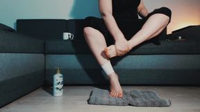 Creaming my legs, feet and toes