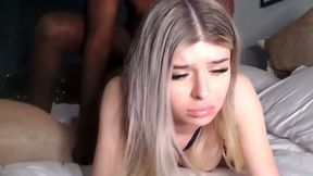 Blond shemale gets fucked intensely by bbc meat