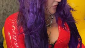 sexy mastrubate and poping balloons on inflatable