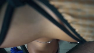 at home spending the night with night mask and some candy