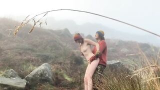 Hippie barely legal OUTSIDE NATURE NAILED by river oral sex and standing rough banged