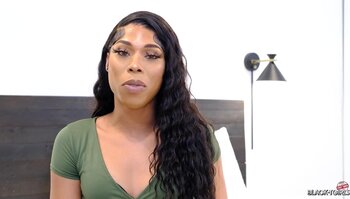 Honey's Solo Spotlight: Cute Black TGirl Teases in Pantyhose