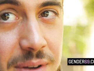 T-girl hitchhiker Crystal M screwing her ride