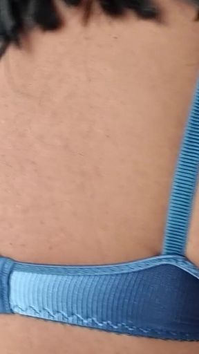 Caressing My Hard and Firm Tits Under My Silky Shiny Blue Nylon Bra, Vintage Bra 90s Lingerie