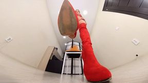 Rebecca - red high-heeled boots VR 360 4K