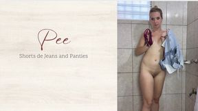 wet pee jeans shorts and panties