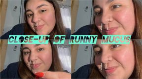 Close-up of runny mucus