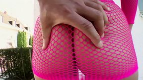 Linda Brown Brunette Outdoor Booty Fuck with Nick Lang, Stockings, Lingerie Tease