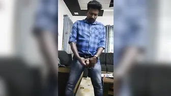 Indian Hunk in Blue Denim Jerks His Big Uncut Cock Solo