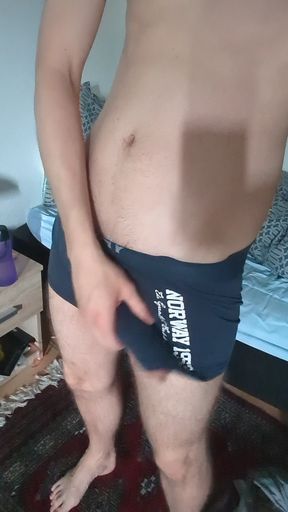 Hung twink shows off his big uncut solo monster cock