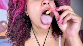vore asmr eating gummy worms close-up