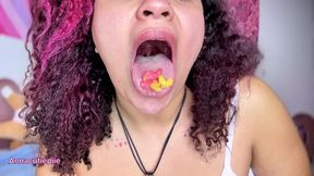 vore asmr eating gummy worms close-up