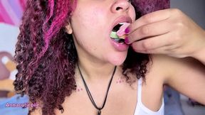 vore asmr eating gummy worms close-up