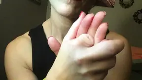 Red lipped MILF, ErickaAries, sucks her amputated finger nub