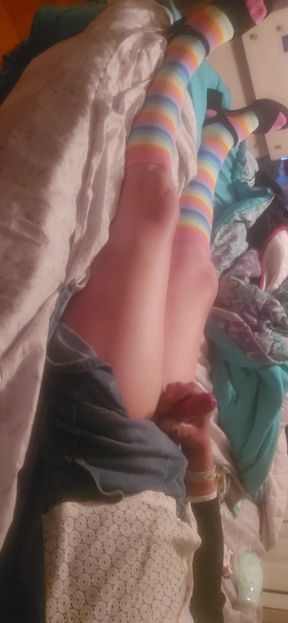 Sissy jerking in heels an sexy socks