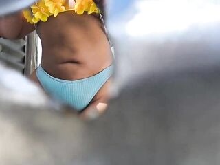 Beauties watched throughout the peephole in the locker room