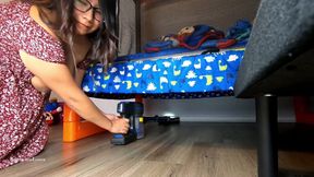 Stepmommy Using Her New Vacuum to Clean