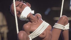 Thin Black African Slave Tied Up - Horny & Begging for Dick