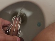 I found a new way to pee. This little anal cage will be put into my mouth after being pissed