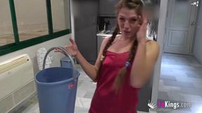 She likes fingering her pussy next to the Amazon delivery guy