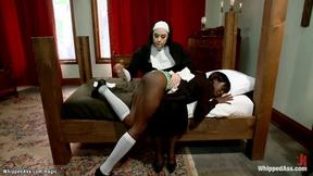 ”Bound lesbian ebony spanked by nun”