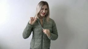 Zipper visible gorgeous in a short down coat WMV FULL HD 1080p