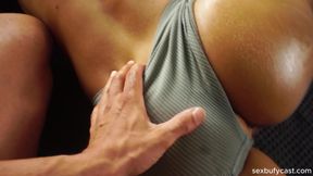 My wife's friend is giving me a massage and I'm fucking her beautiful asshole.