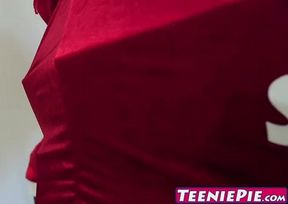 Naughty Rachel Rose wants Santas candy cane deep in her twat