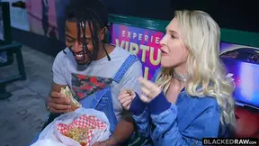 Blonde Alix craves BBC and gives a deepthroat sucking