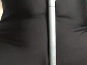 Humping a pole wearing my shiny spandex. Also more spanks :)