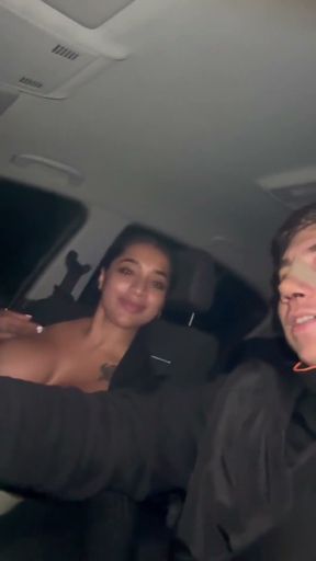 My Busty Wife Gets Horny in the Car and Gives Me a Blowjob While I'm Driving - Yasmina Khan
